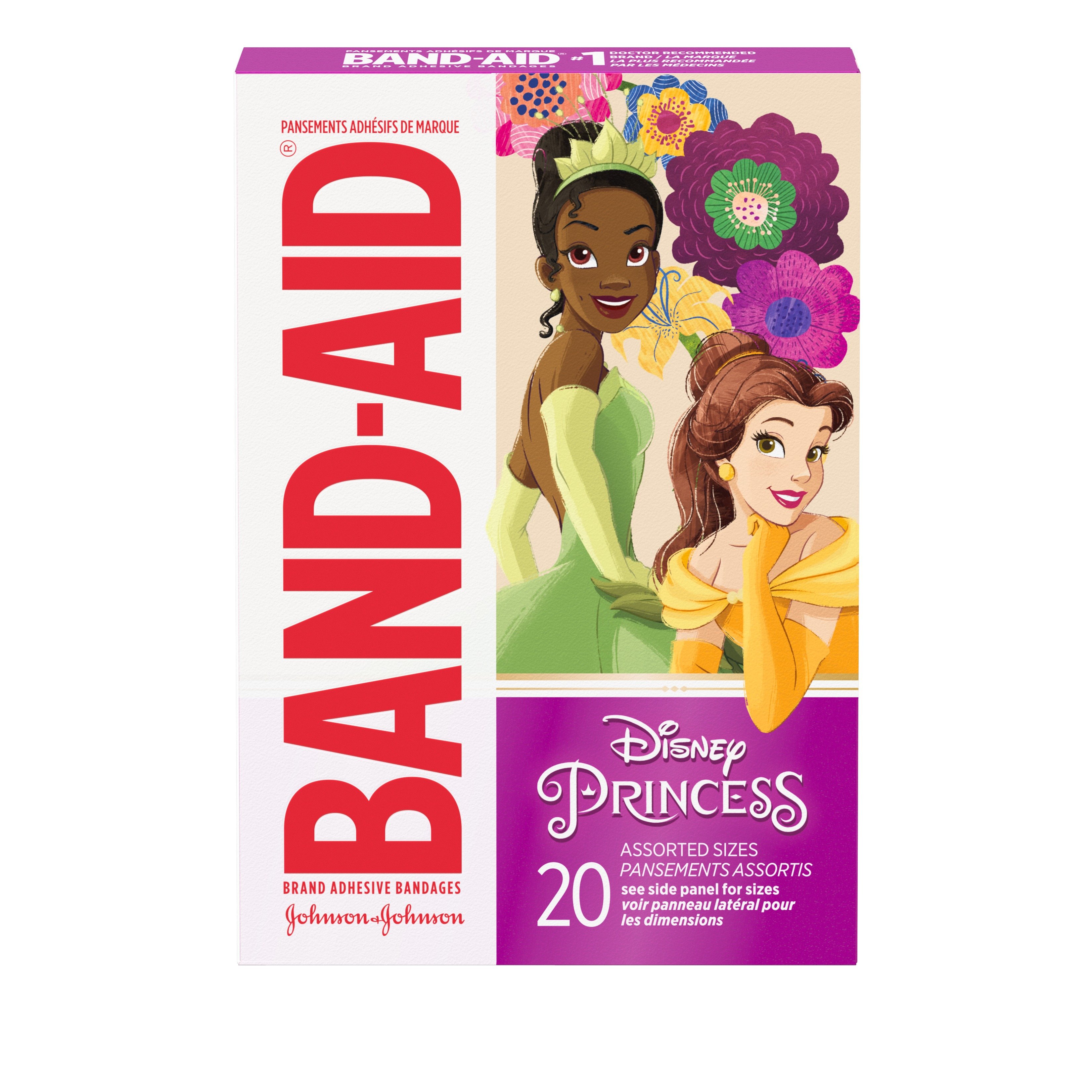 A packet of BAND-AID® DISNEY Princess Bandages, Assorted Sizes, 20 count