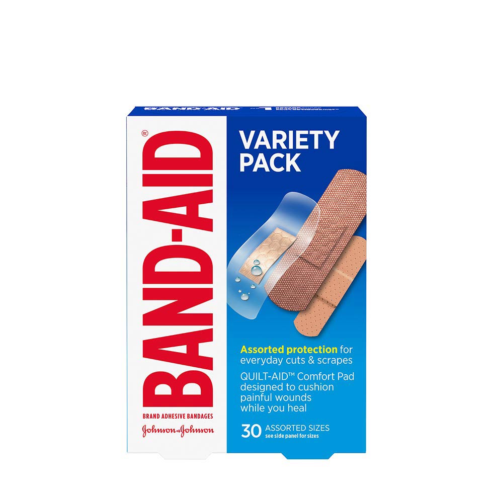 Band-Aid variety pack bandages in assorted sizes pack