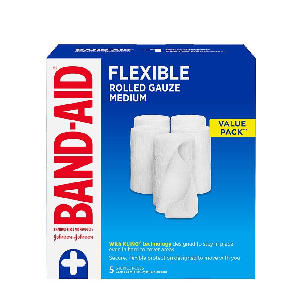 Band-Aid flexible rolled medium gauze pack of 5