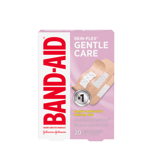 BAND-AID® SKIN-FLEX Gentle Care Bandages, Assorted, 20 Count Box