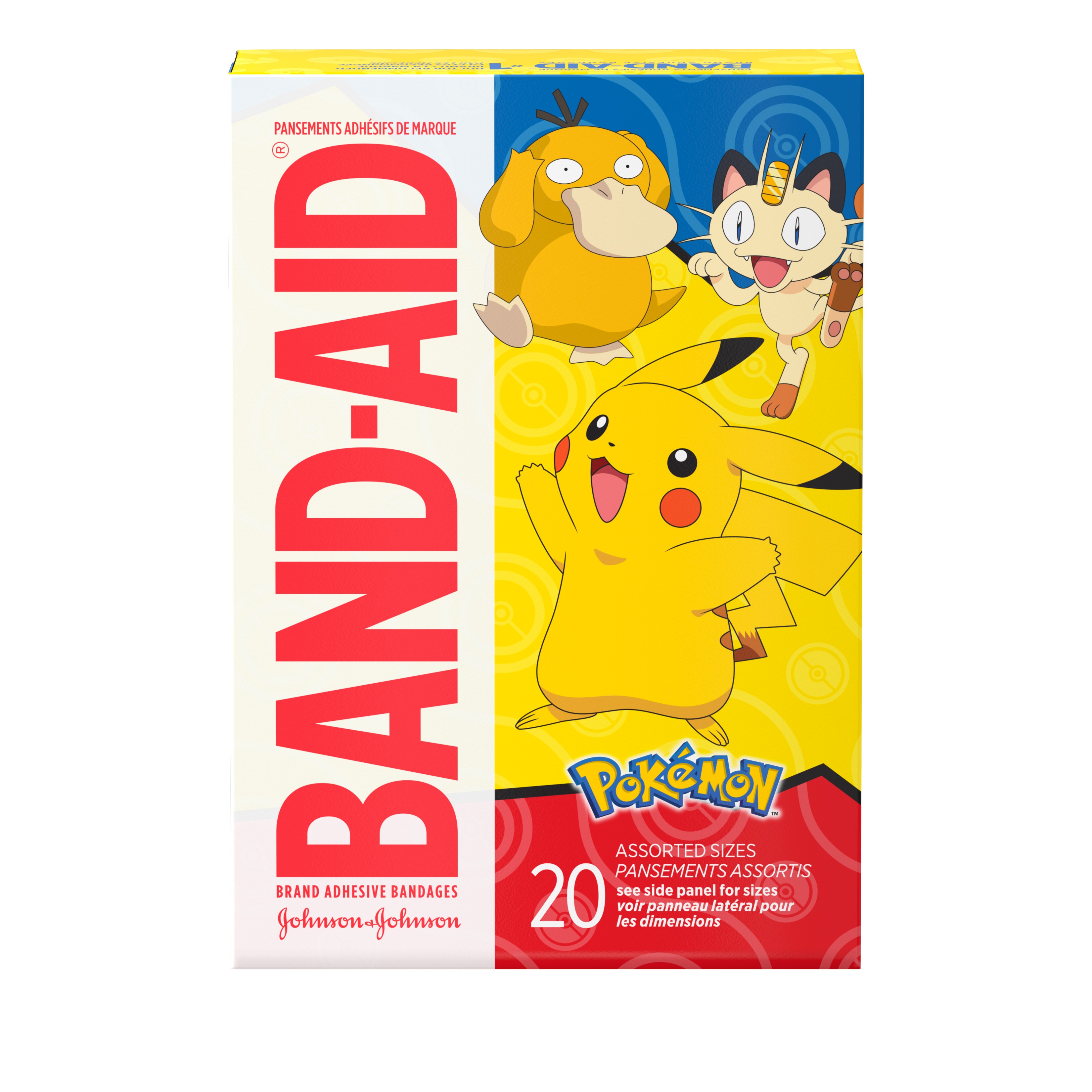 A packet of BAND-AID® Pokemon Bandages, Assorted Sizes, 20 Count