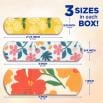 Three BAND-AID® Flexible Fabric bandages with Wildflower Design in various sizes