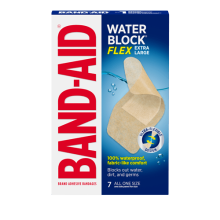 A packet of BAND-AID® WATER BLOCK FLEX™ XL Bandages, All one size, 7 counts