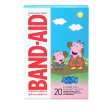 A packet of BAND-AID® Bandages for kids, Peppa Pig, 20 Assorted Sizes